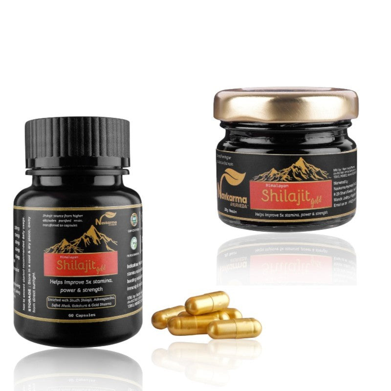 Combo NAVKARMA SHILAJIT GOLD RESIN 20G + GOLD CAP 60