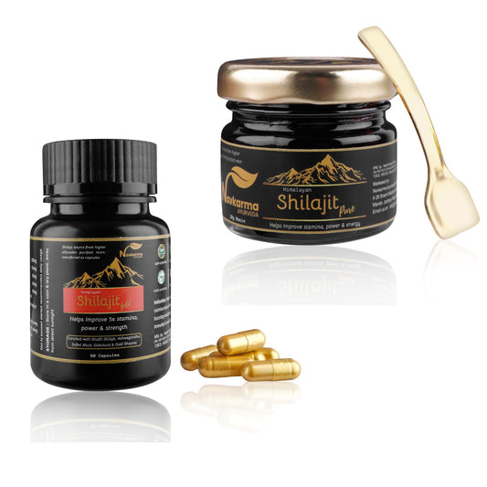 Combo NAVKARMA SHILAJIT PURE RESIN 20G + GOLD CAP 60