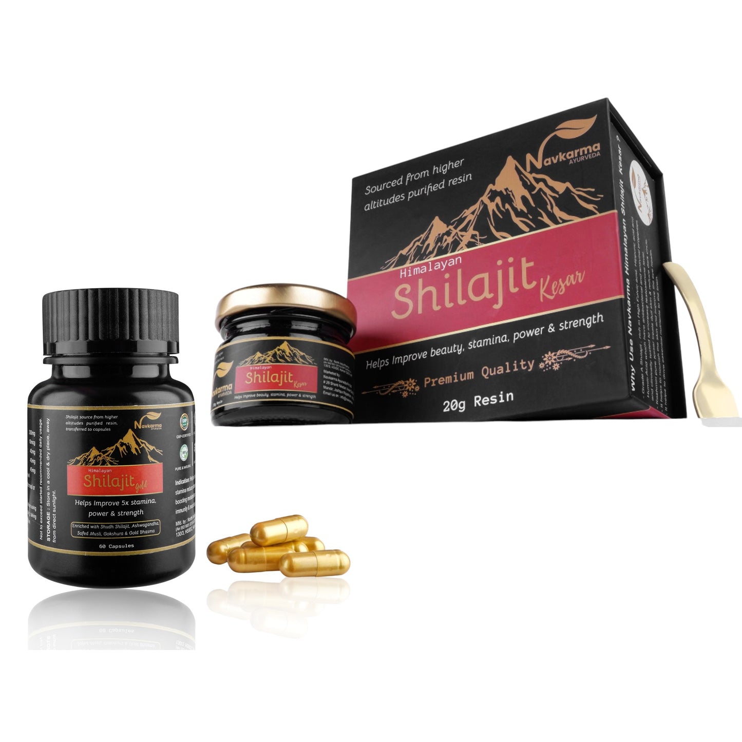 Navkarma Shilajit Kesar + Gold Capsules Combo